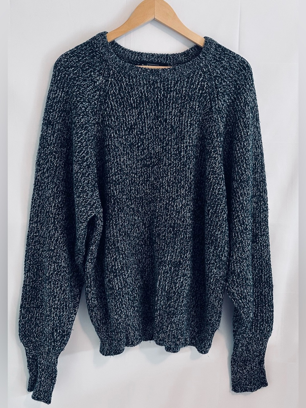 Vintage Parkhurst Chunky Marled Knit Sweater Made in Canada Blue Large